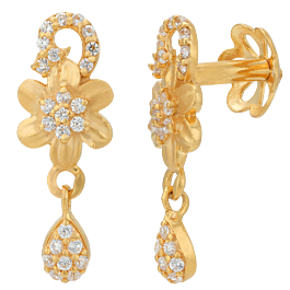 Glory Floral with Dancing Drops Gold Earrings
