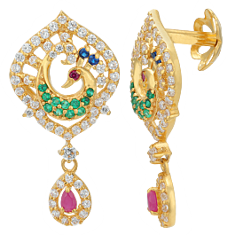 beautiful Dancing Drops Peacock Gold Earrings