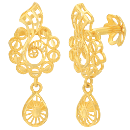 Swirl Pattern Floral Gold Earrings