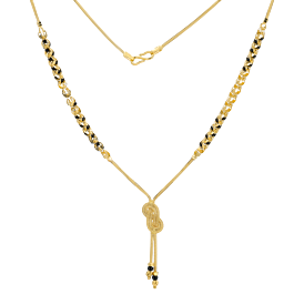 Splendid Black Beaded Eight Knot Gold Chain