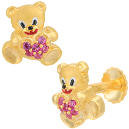 Kids Teddy Bear Gold Earrings