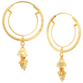 Beautiful Leaf With Beaded Gold Earrings