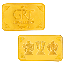 22KT 8 Grams Thirunamam Sangu Chakram Gold Bar | 26E099246 